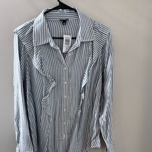 Torrid Blue and White Striped Button Down Shirt